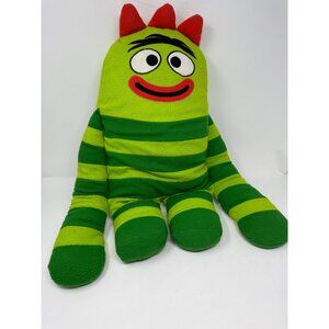 Yo Gabba Gabba Brobee 24” Plush Cuddle Pillow Stuffed Animal Green Stripe 2011